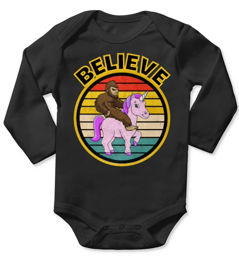 Bigfoot Riding A Unicorn Long Sleeve Baby One-Piece