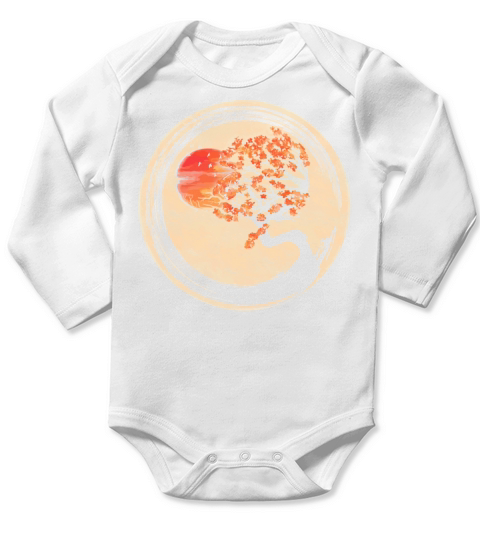 Bonsai Zen Buddhist Enso Circle Tree In Japanese Long Sleeve Baby One-Piece