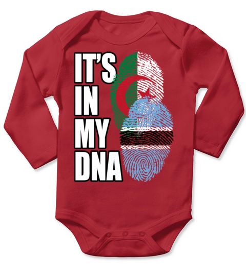 Botswana And Algerian Mix Heritage DNA Flag Long Sleeve Baby One-Piece