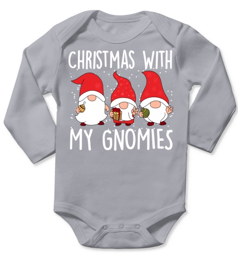 Christmas With My Gnomies Cute Gnomes Funny Long Sleeve Baby One-Piece