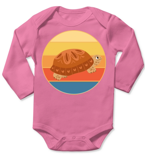 Cute Turtle Vintage Retro Sunset Marine Animal Long Sleeve Baby One-Piece