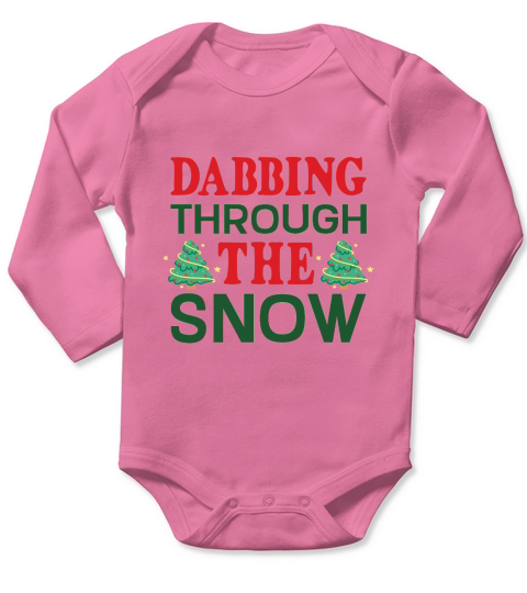 Dabbing Through The Snow Christmas Trees Long Sleeve Baby One-Piece