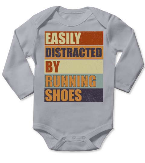 Easily Distracted By Running Shoes - Ironic Long Sleeve Baby One-Piece