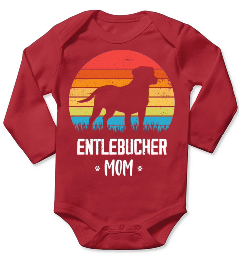 Entlebucher Mountain Dog Mom Retro Vintage Long Sleeve Baby One-Piece