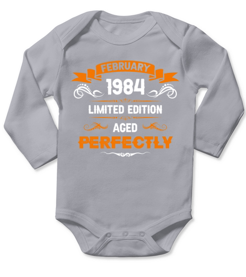 February 1984 Vintage Birthday Present Long Sleeve Baby One-Piece
