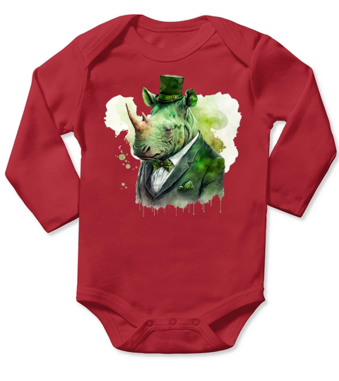Gangster Rhinoceros St Patricks Day Long Sleeve Baby One-Piece