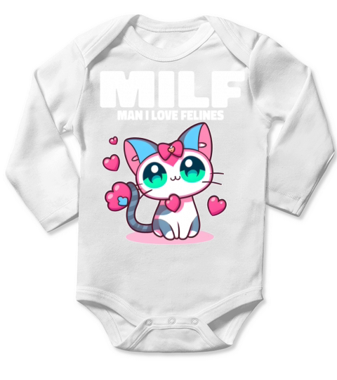 MILF Man I love Felines Funny Cats Long Sleeve Baby One-Piece