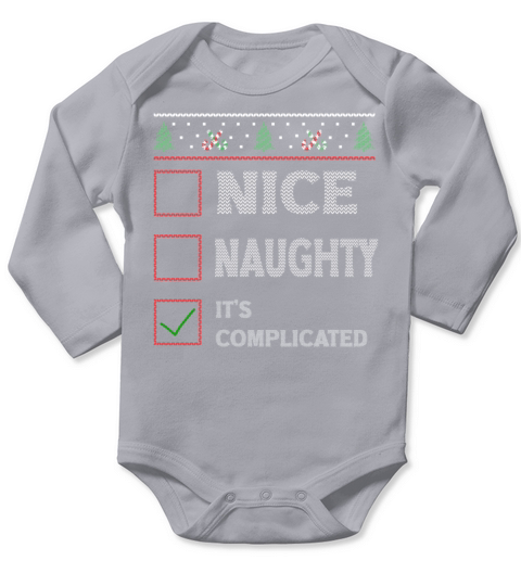 Nice Naughty Its Complicated Christmas List Santa Long Sleeve Baby One-Piece