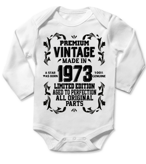 Premium Vintage 1973 Long Sleeve Baby One-Piece
