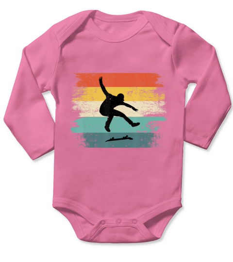 Skateboarder Gifts Vintage Skater Retro Long Sleeve Baby One-Piece