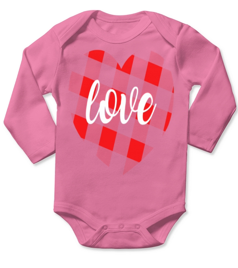 Valentine s Days Buffalo Plaid Heart Tee Men Woman Long Sleeve Baby One-Piece