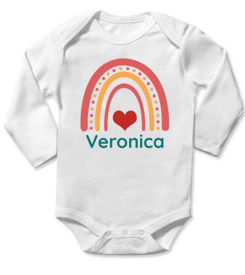 Veronica Vintage Boho Rainbow Long Sleeve Baby One-Piece