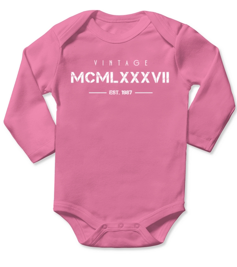 Vintage Born In 1987 Roman Numerals 35th Long Sleeve Baby One-Piece