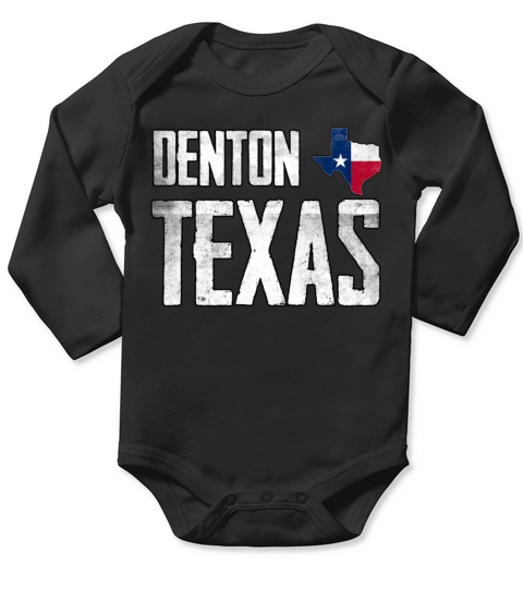 Vintage Denton Texas Flag Long Sleeve Baby One-Piece