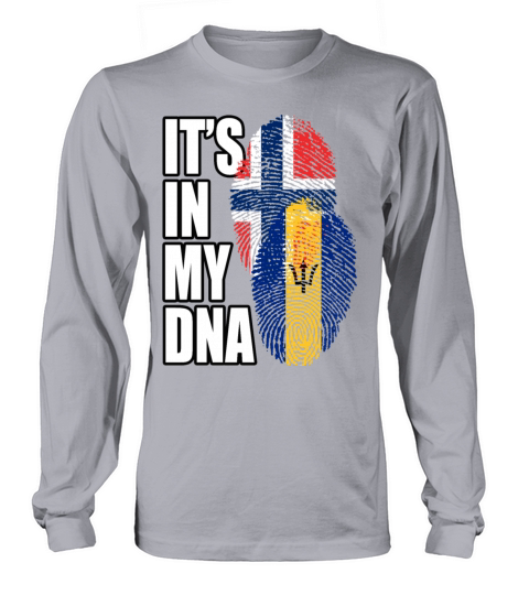 Barbadian And Norwegian Mix Heritage DNA Flag Long sleeved Unisex