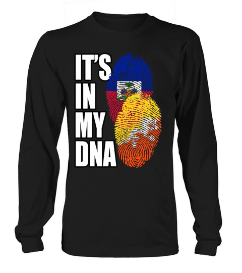 Bhutanese And Haitian Mix Heritage DNA Flag Long sleeved Unisex