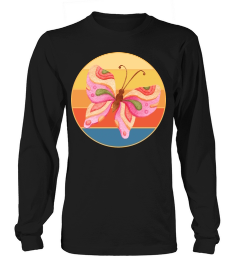 Cute Butterfly Retro Sunset Vintage Animal Insect Long sleeved Unisex