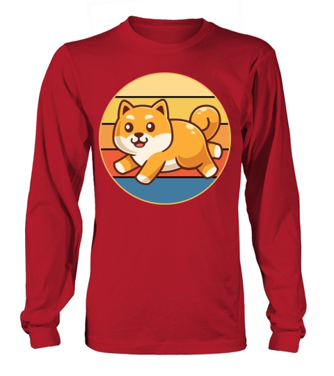 Cute Shiba Inu Dog Breed Vintage Retro Sunset Long sleeved Unisex
