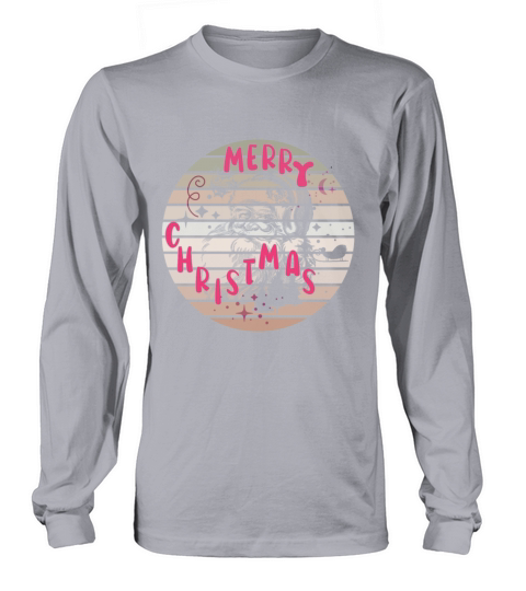 Merry Christmas groovy retro vintage pink Santa C Long sleeved Unisex