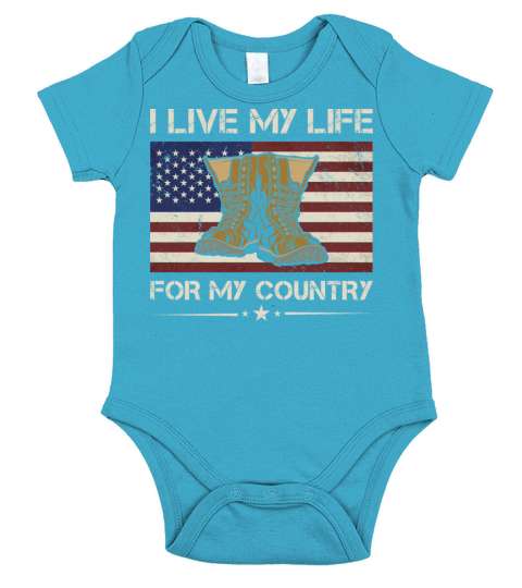 America I Live My Life For My Country Army Veteran Short Sleeve Baby One-Piece