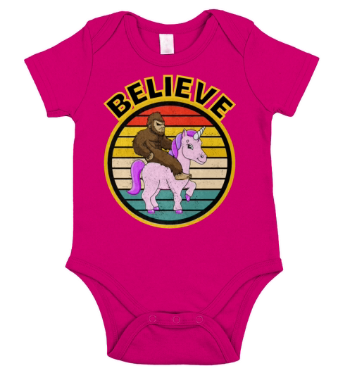 Bigfoot Riding A Unicorn Short Sleeve Baby One-Piece