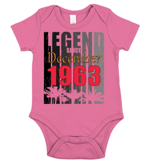 Birth Month December 1963 Vintage Short Sleeve Baby One-Piece