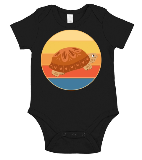 Cute Turtle Vintage Retro Sunset Marine Animal Short Sleeve Baby One-Piece