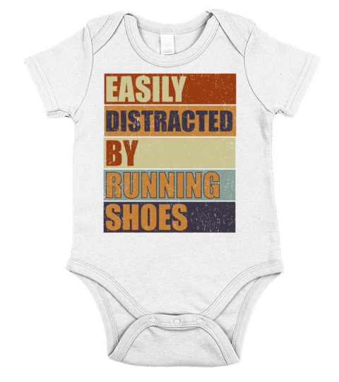 Easily Distracted By Running Shoes - Ironic Short Sleeve Baby One-Piece