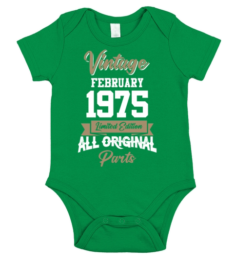 February 1975 Vintage Birthday Present Short Sleeve Baby One-Piece