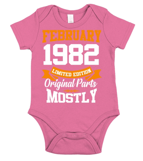 February 1982 Vintage Birthday Present Short Sleeve Baby One-Piece