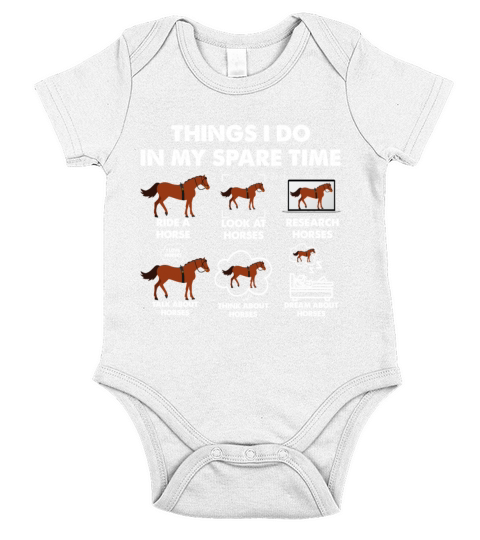Horse Girl Things I Do In My Spare Time Funny Hors Short Sleeve Baby One-Piece