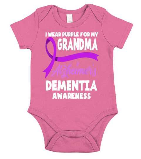 I Wear Purple For My Grandma Alzheimers Dementia Short Sleeve Baby One-Piece