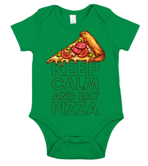 Keep Calm and Eat Pizza Short Sleeve Baby One-Piece
