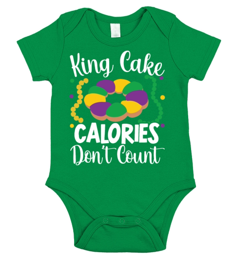 King Cake Calories Dont Count Mardi Gras Parade Short Sleeve Baby One-Piece