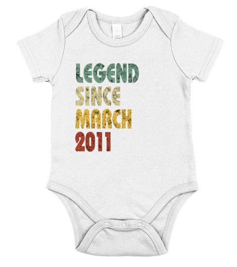 Legend Since March 2011 Retro Funny Quote Slogan Short Sleeve Baby One-Piece