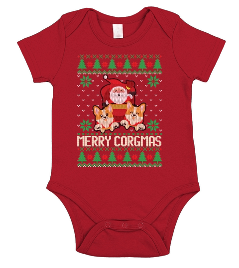 Merry corgmas ugly Christmas sweater Short Sleeve Baby One-Piece