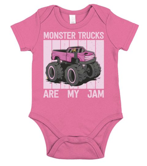 Monster Trucks Are My Jam Vintage Retro Short Sleeve Baby One-Piece