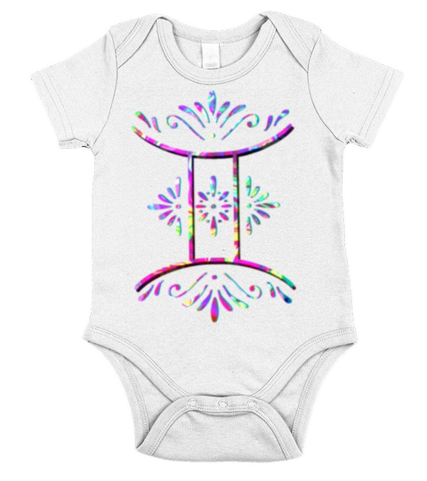 Neon Horoscopes Gemini449 Short Sleeve Baby One-Piece
