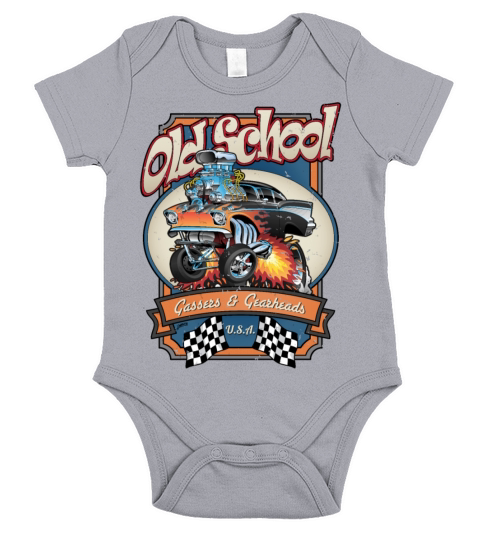 Old School Gassers and Gearheads Car Cartoon Short Sleeve Baby One-Piece