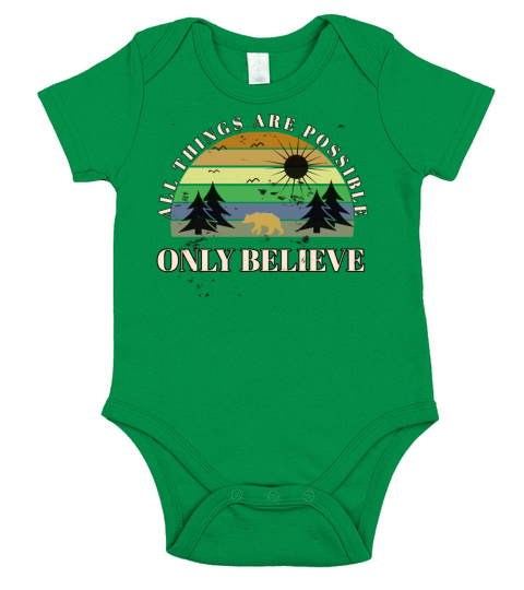Only believe Christian vintage design Short Sleeve Baby One-Piece