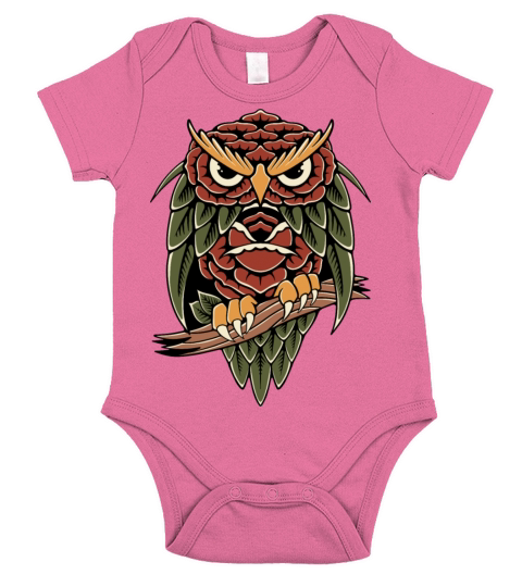 Owl Flower Short Sleeve Baby One-Piece