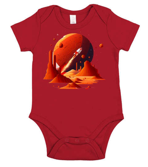 Vintage Space Science Mars Fiction Geek Solar Short Sleeve Baby One-Piece