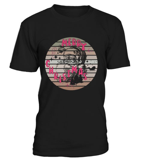 Merry Christmas groovy retro vintage pink Santa C T-Shirt Unisex