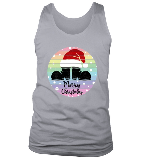 Merry Christmas Santa Claus Boots Vintage Retro Sunset Background Tank Top Unisex