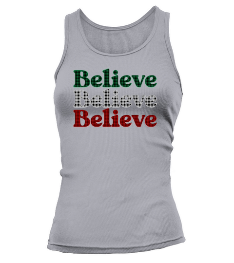 Believe Christmas Family Shirt Buffalo Plaid Christmas Party T shirt Design Tank top Woman