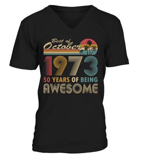 50th birthday vintage 1973 best of 1973 V-Neck T-shirt