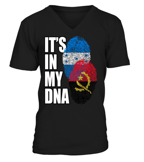 Angolan And Honduran Mix Heritage DNA Flag V-Neck T-shirt