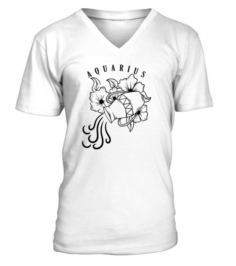 Aquarius Zodiac Sign January February V-Neck T-shirt