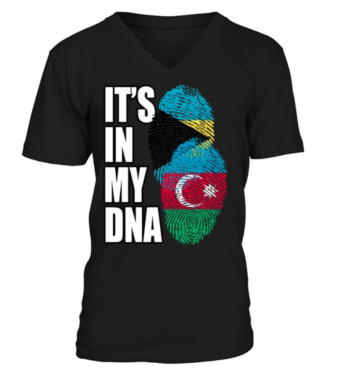 Azerbaijani And Bahamian Mix Heritage DNA Flag V-Neck T-shirt