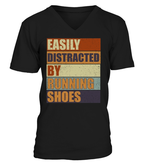 Easily Distracted By Running Shoes - Ironic V-Neck T-shirt